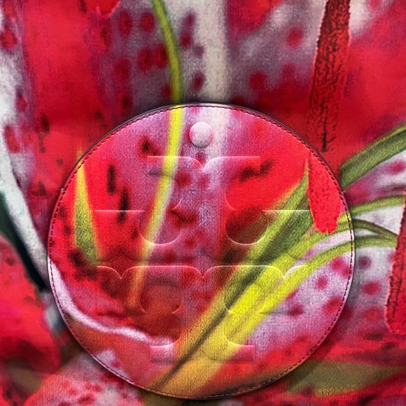 Tory Burch Floral Red Ella Tote Bag - Picture 2 of 5